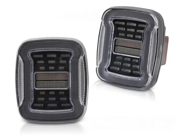 Baklykter Jeep Wrangler YJ 91-96-/TJ 96-06 LED SEQ Hvit – bilde 2 av 2