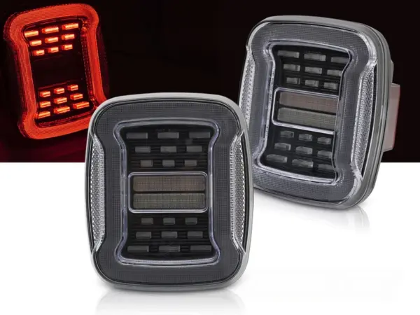 Baklykter Jeep Wrangler YJ 91-96-/TJ 96-06 LED SEQ Hvit – bilde 1 av 2