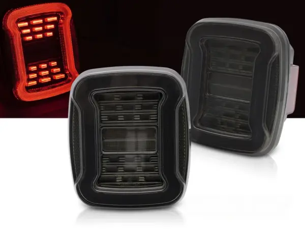 Baklykter Jeep Wrangler YJ 91-96-/TJ 96-06 LED SEQ Røykfarget – bilde 1 av 2