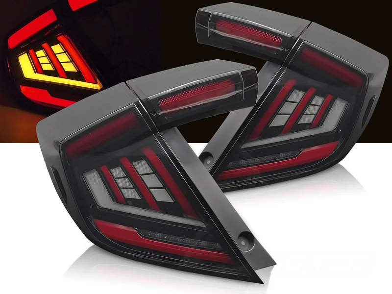 Baklykter Honda Civic X 16-21 Hatchback LED Bar SEQ Røykfarget
