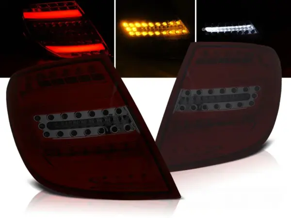 Baklykter Mercedes C-Class W204 Stasjonsvogn 07-10 LED Bar Rød/Røykfarget – bilde 1 av 2