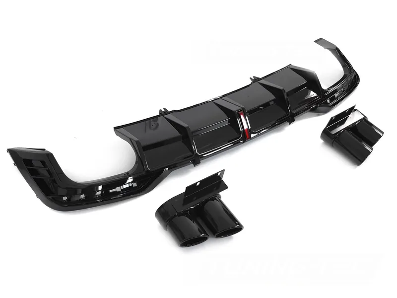 Diffuser Audi A5 F5 19-23 Sport Style S-Line Dobbel Utgang LED Bremselys Blank Svart - Bilde 2