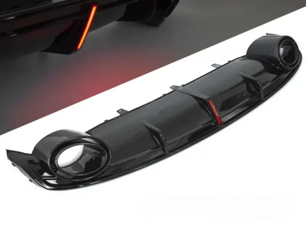 Diffuser Audi A7 C7 10-14 Sport Style S-Line Dobbel Utgang LED Bremselys Blank Svart – bilde 1 av 2